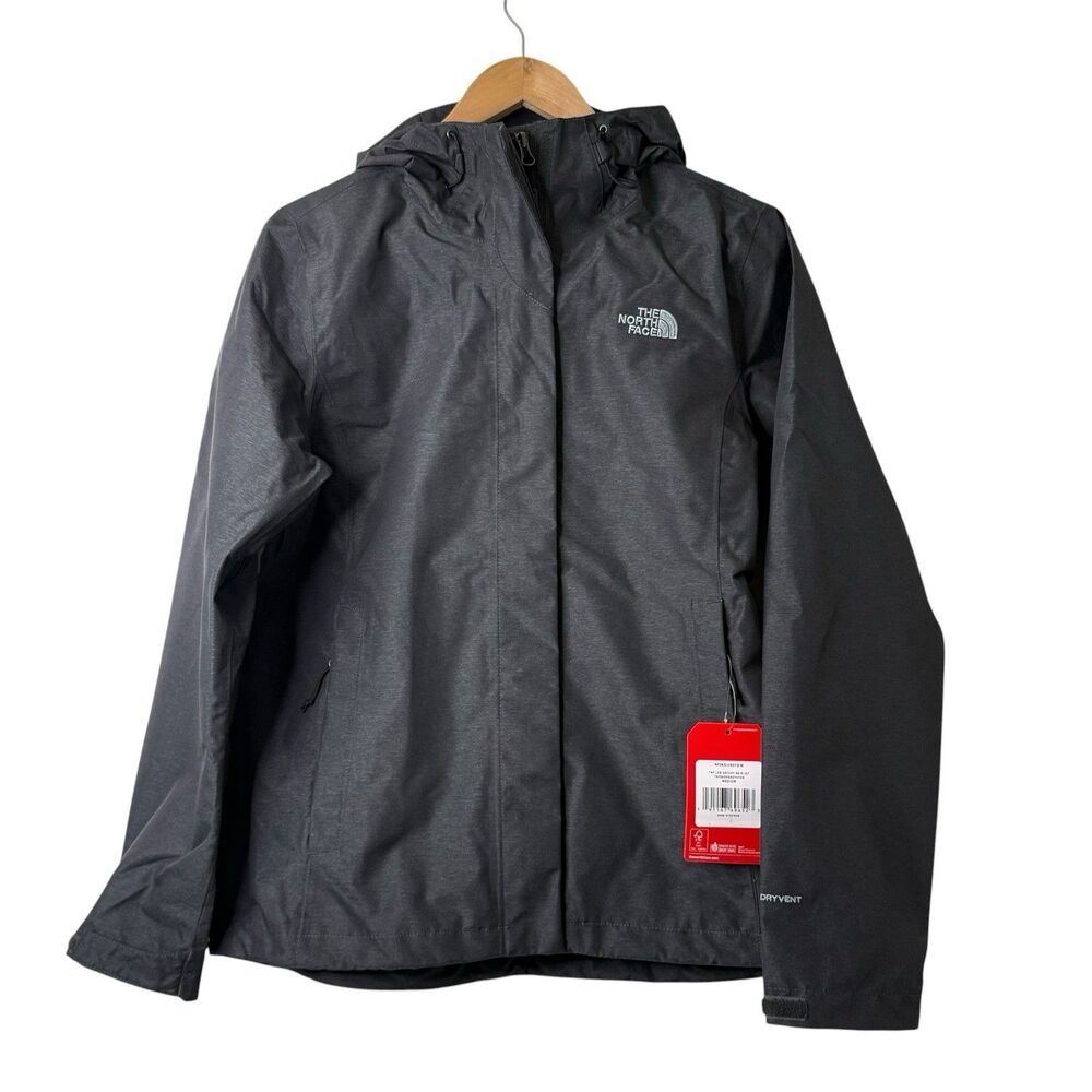 The North Face Dryvent Rain Jacket Dark Grey Heather Women M Waterproof NF0A3LH5